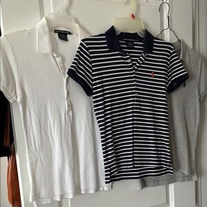 Blue Stripe, Grey & White Polo Shirts S & M Classic Casual Style